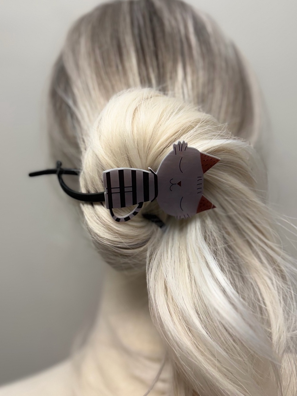 Cute Gray Cat Hair Claw Clip Kitty Novelty Hair Barrette Ponytail Accessory